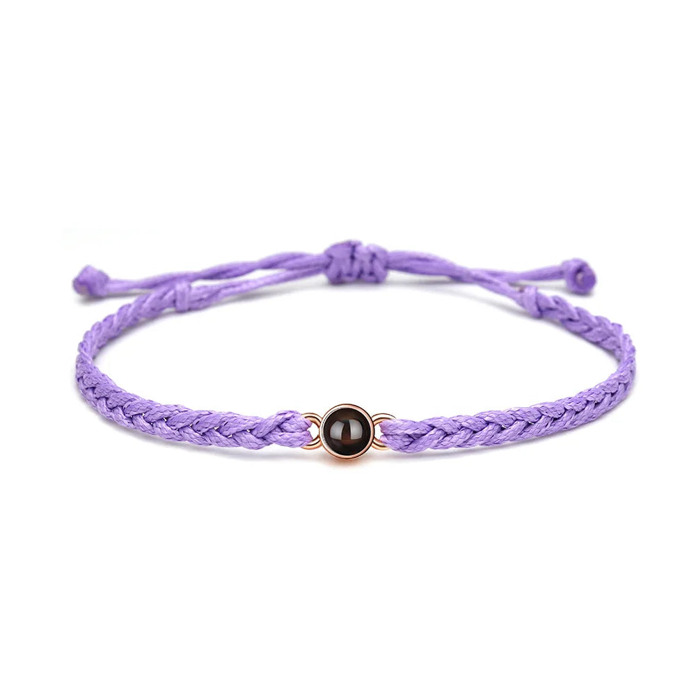 Minimally Styled I Love You Photo Projection Bracelet 100 Languages Dropshipping Braid Rope Lover Charms for Couples