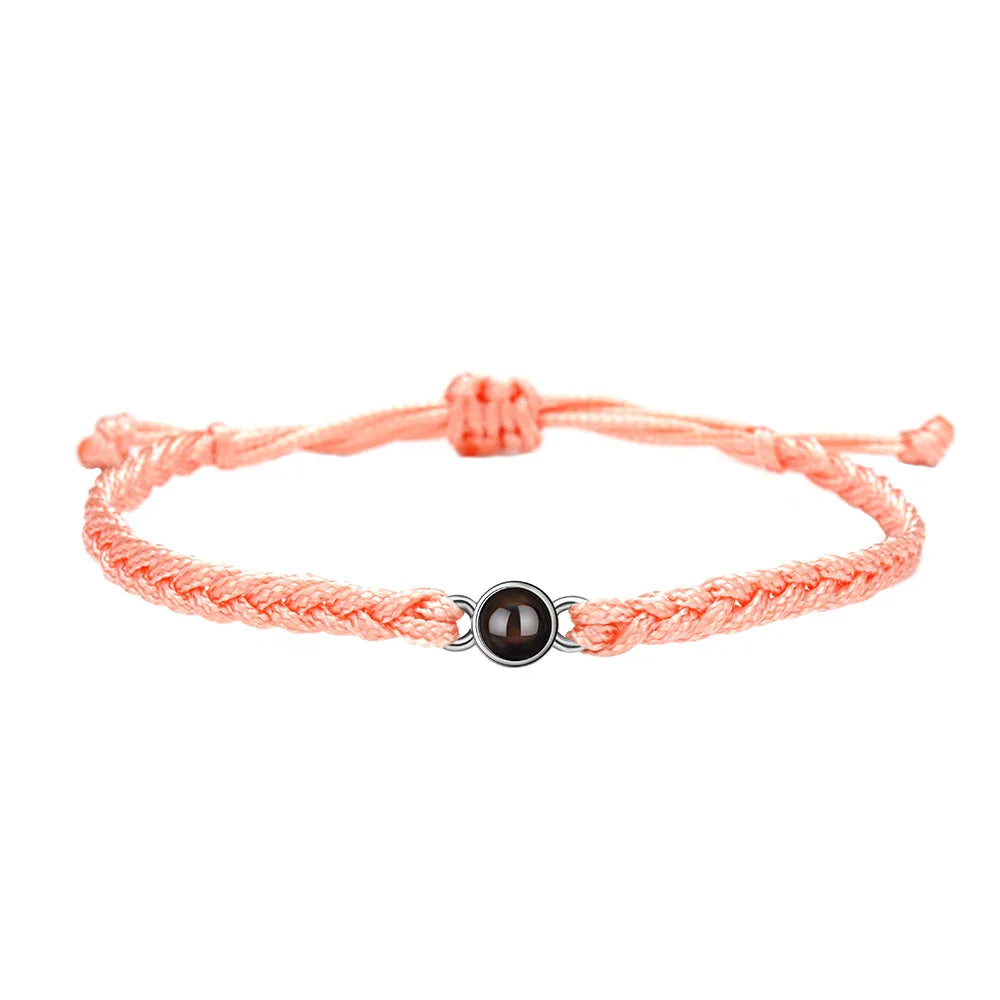 Minimally Styled I Love You Photo Projection Bracelet 100 Languages Dropshipping Braid Rope Lover Charms for Couples