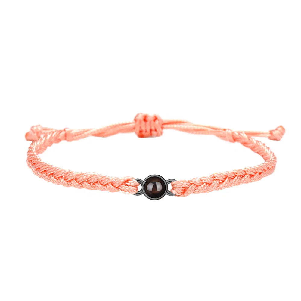 Minimally Styled I Love You Photo Projection Bracelet 100 Languages Dropshipping Braid Rope Lover Charms for Couples