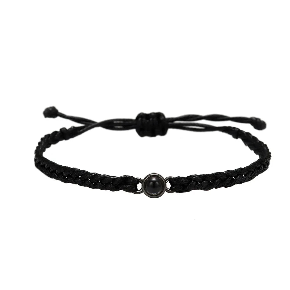 Minimally Styled I Love You Photo Projection Bracelet 100 Languages Dropshipping Braid Rope Lover Charms for Couples