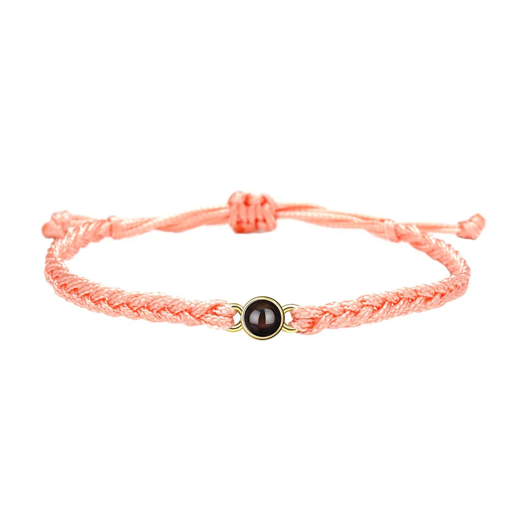Minimally Styled I Love You Photo Projection Bracelet 100 Languages Dropshipping Braid Rope Lover Charms for Couples