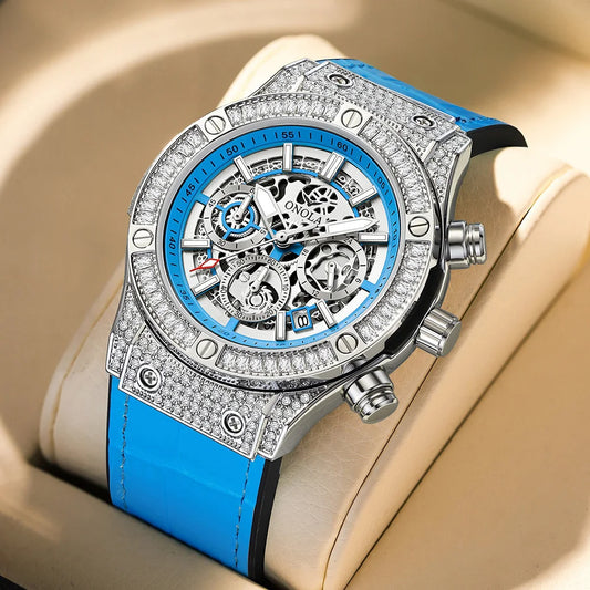 ONOLA 6856 Fashion Sports Luxury Men Wristwatch Date Waterproof Luminous Chronograph Man Watch Unique Leather Quartz Men's Watch