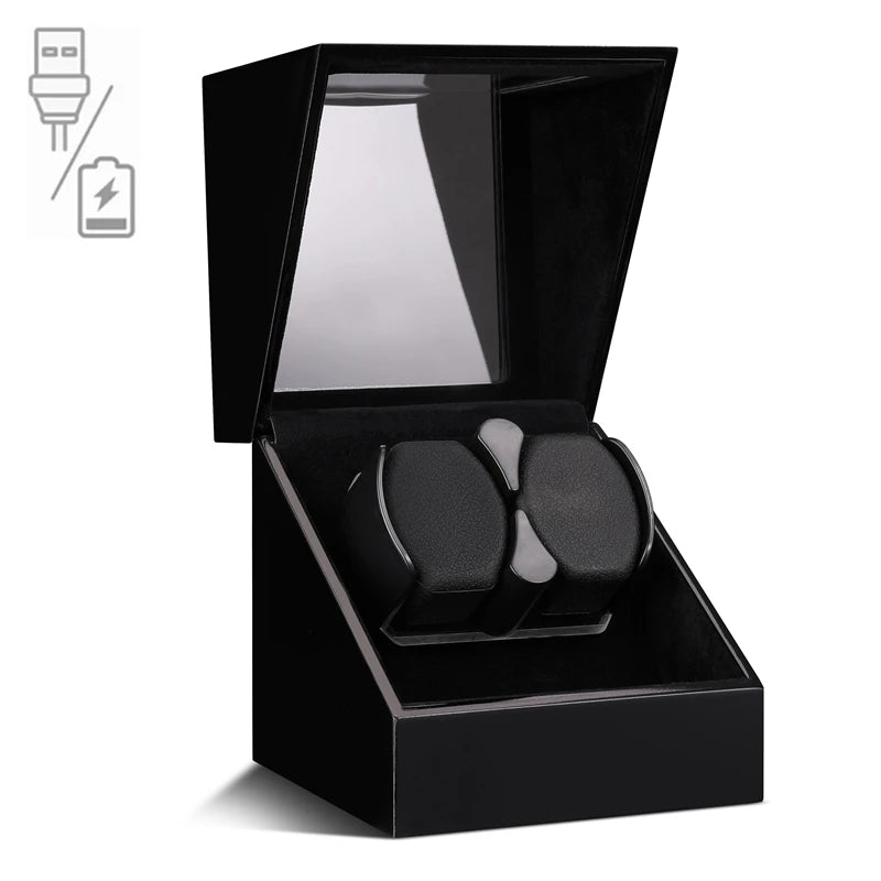 Embers Luxry Single Watch Winder Battery Wooden Shaker Watch Box Automatic Winder Glass Storage Case Mabuchi Motro
