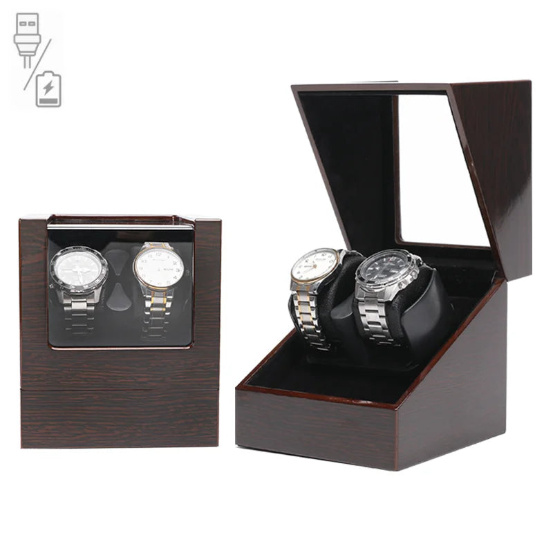 Embers Luxry Single Watch Winder Battery Wooden Shaker Watch Box Automatic Winder Glass Storage Case Mabuchi Motro
